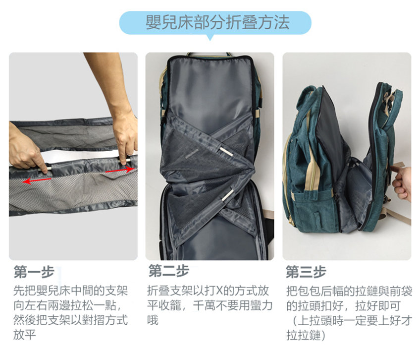 折叠多功能媽咪包嬰兒床