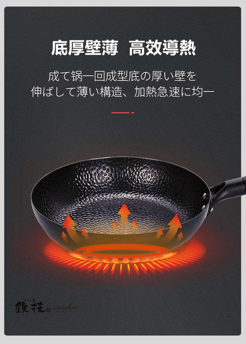 日本Watahan鉄技高純鐵炒鍋