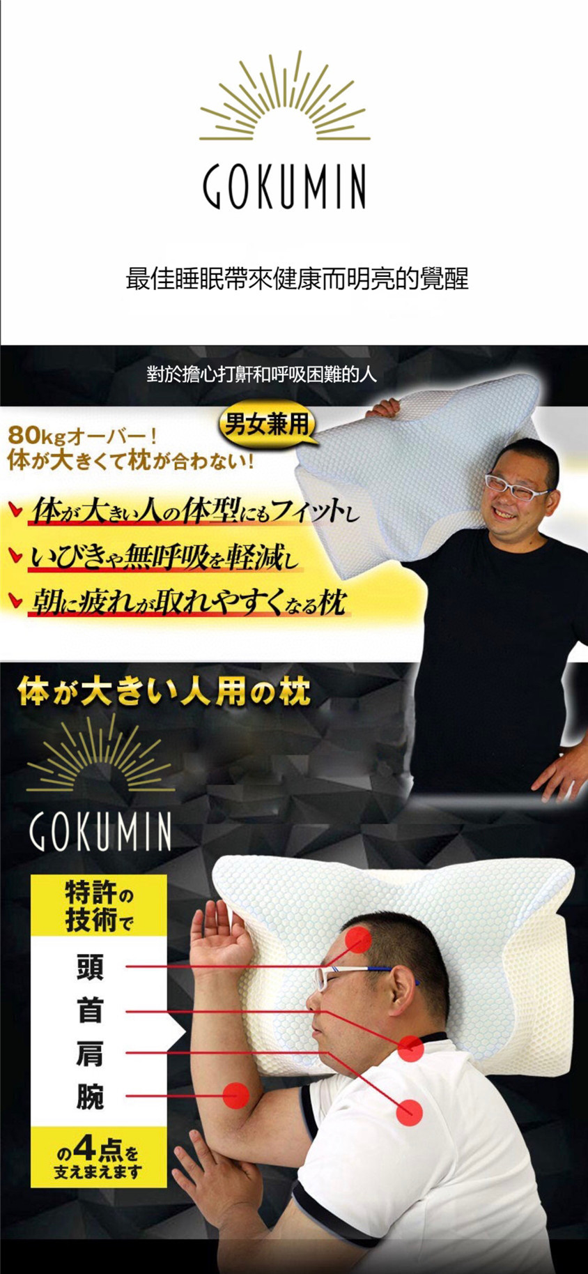 日本GOKUMIN極眠止鼾枕